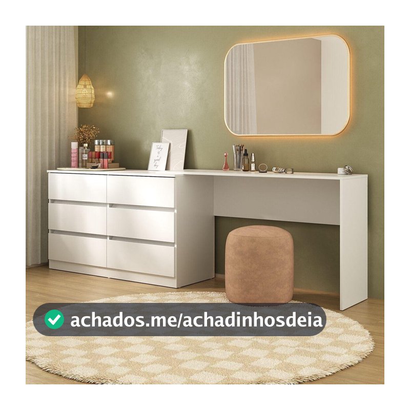 Penteadeira de Canto 120cm 6 Gavetas Flex Multimóveis MP4404