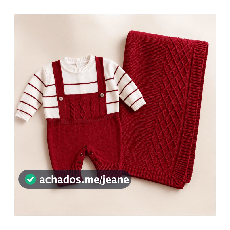 Saida Maternidade Macacão Listrado e Manta Exoval Bebe Tricot Toque Macio