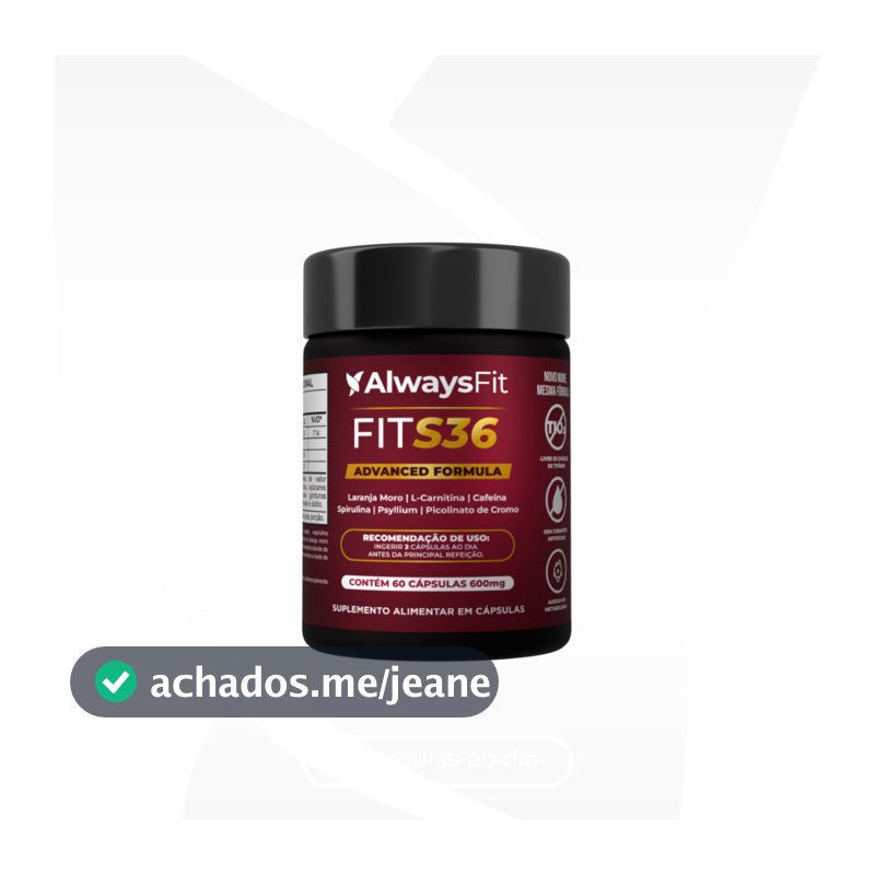 FitS36 AlwaysFit  | Psyllium + Spirulina + Picolinato de Cromo + Cafeína + L-Carnitina | 60 Cápsulas