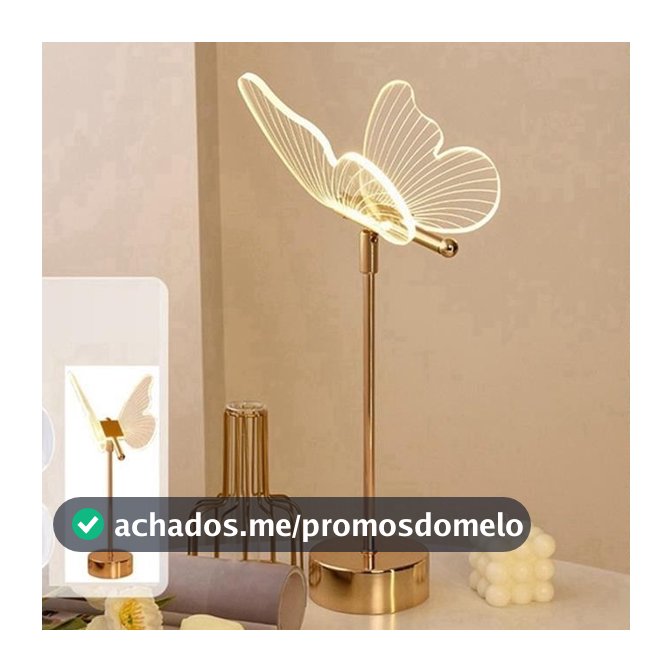 Candeeiro de mesa borboleta, luz noturna nórdica para quarto bivolt 3cors - Presente de Natal