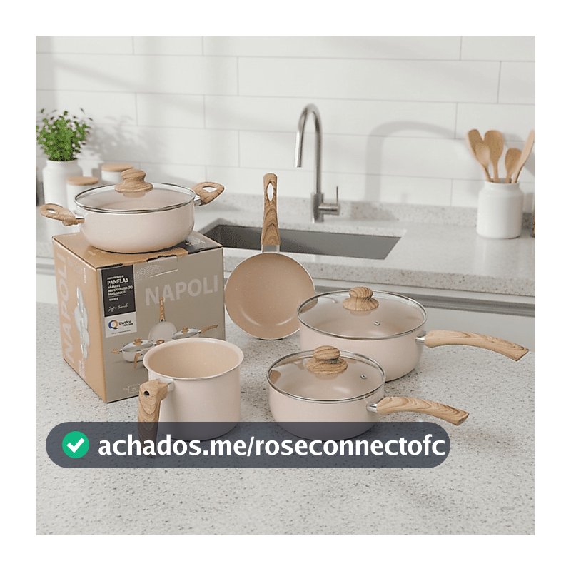Jogo de Panelas Cerâmica Kit 5 Peças Antiaderente Tampa Vidro