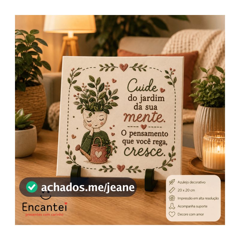 Azulejo Decorativo – Para Quem Ama Plantas | Decoração Afetiva | Presente criativo - 20 cm x 20 cm