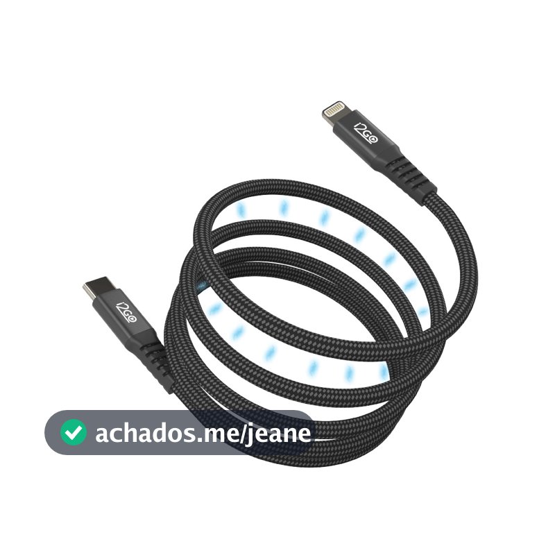 Cabo Lightning Magnetic i2GO iPhone 5 até 14 Certificado MFI 60W 3Ah 1,2m Preto