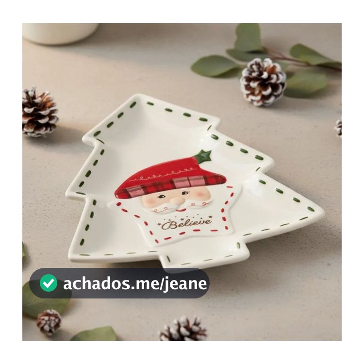 Petisqueira /Centro de Mesa Natal Papai Noel Cerâmica 22cm X 15,5cm X 3cm -Mesa Posta Ceia Natal