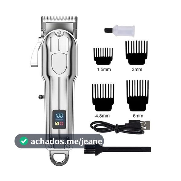 Máquina de Cortar Cabelo Elétrica Profissional com Visor Digital – Essencial para Homens Estilosos, Uso Doméstico e Barb