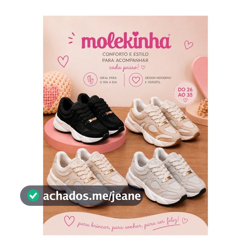 Tênis Molekinha Feminino Estilo Esportivo Moderno Infantil