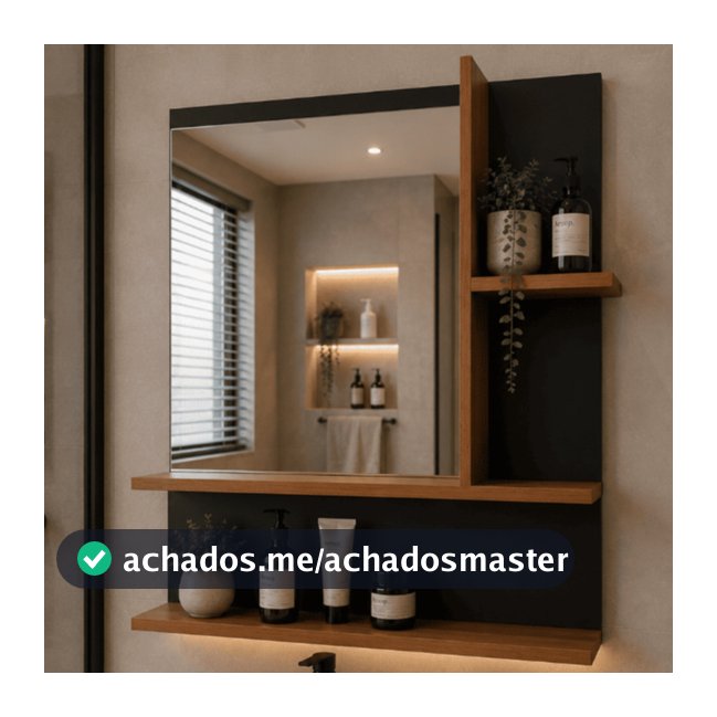 Armário Espelheira Tália com Nichos e Espelho Grande - Varias Cores Disponíveis