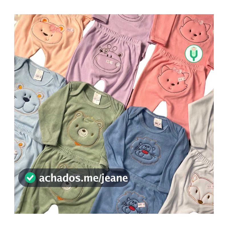 Kit 2 Peças Body e Mijão Bordado 100% Algodão Para Bebê Menino e Menina