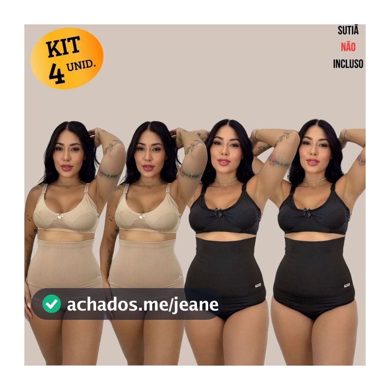 KIT 04 Calcinhas Cinta Segura Barriga Modeladora Calçola Pala 23CM Super Alta Cos Duplo Confort.