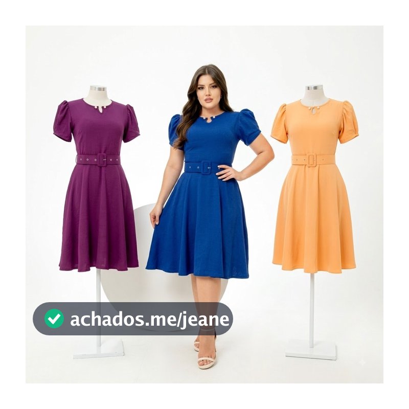 Vestido Pérola Modelo Alice Lindo Acompanha Cinto Moda Modesta Feminina