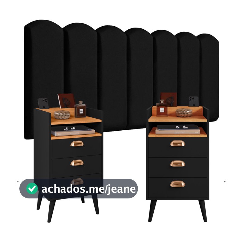 Conjunto 2 Mesa de Cabeceira HELOÍSA E Módulos Nuvem Dupla Face Quarto Modulada Estofada Julia