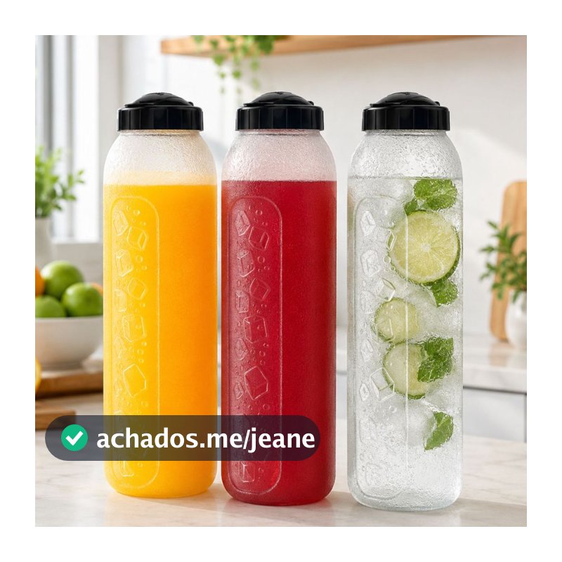 3 Jarra Garrafa De Água Suco Geladeira Tampa Higiênica 1,5 Litro Fina