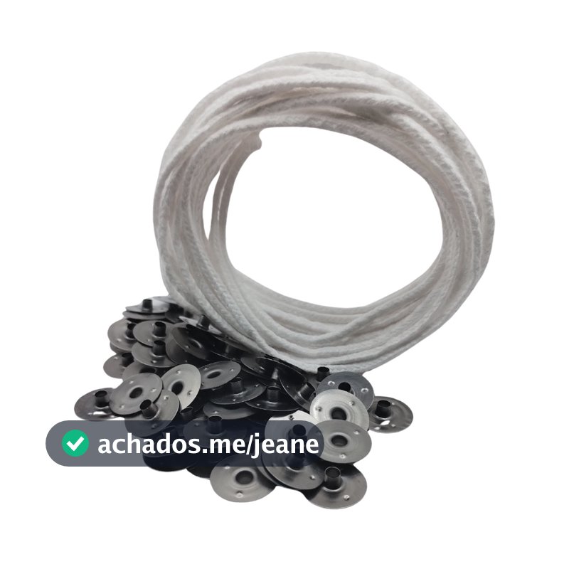 5 Metros Pavio B2040 Velas Decorativas Artesanais Lembranças Trançado Grosso 3mm + 50 Ilhos