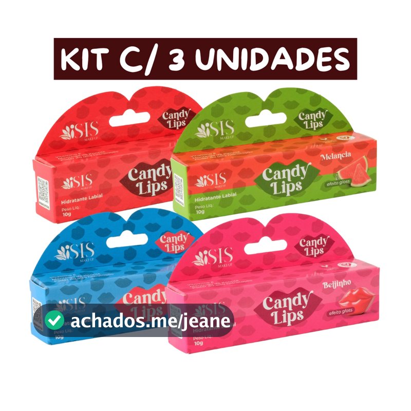 KIT 3 ou 5 unidade Hidratante Labial Carmed Candy Lips ISIS Makeup