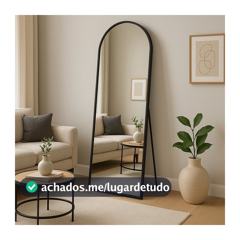 Espelho Corpo Inteiro 40cm x 110cm Grande De Chão Portal Moldura Couro Decoração Sala Loja Closet