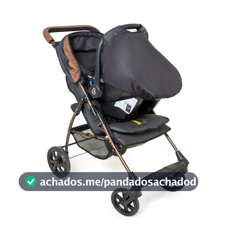 Carrinho Romano Preto Cobre com Bebe Conforto Grid Galzerano