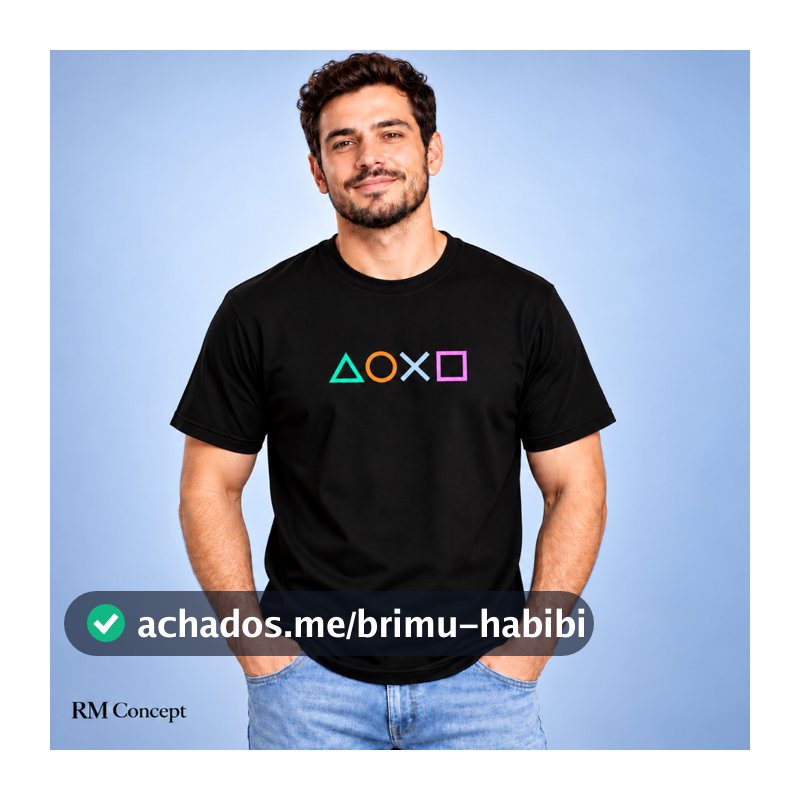 Camiseta Gamer Playstation Geek Camisa Controle Símbolos Masculina 100% Algodão Toque Macio Leve e Confortável