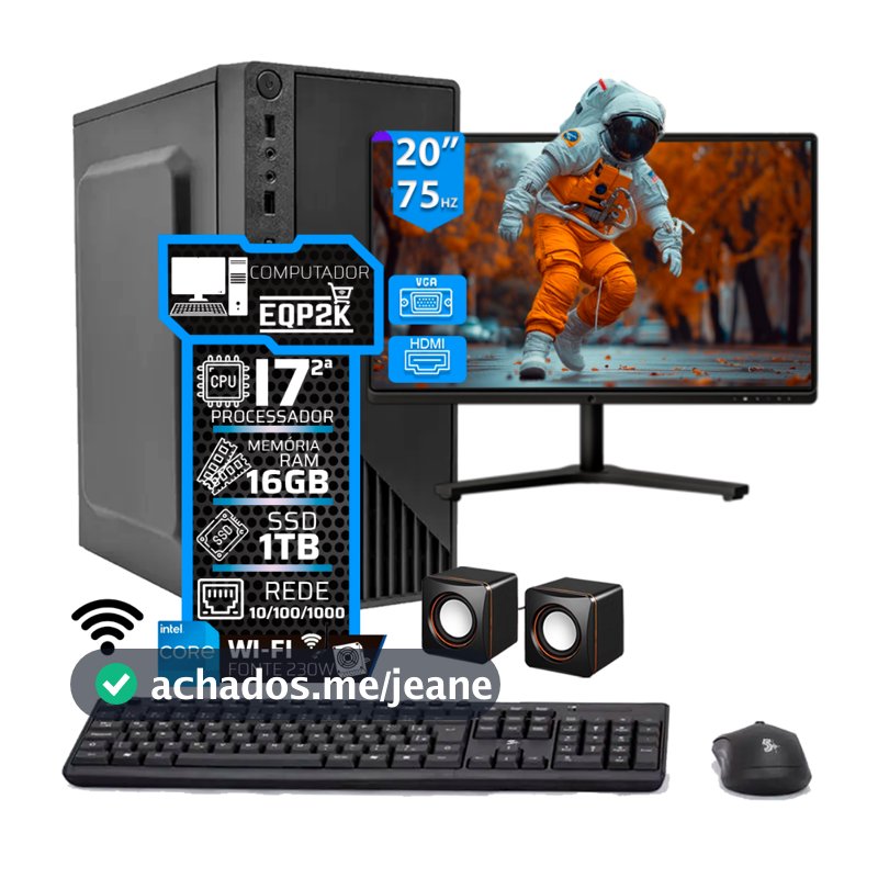 Computador Intel I7 16gb Ssd 1tb Completo Monitor 20