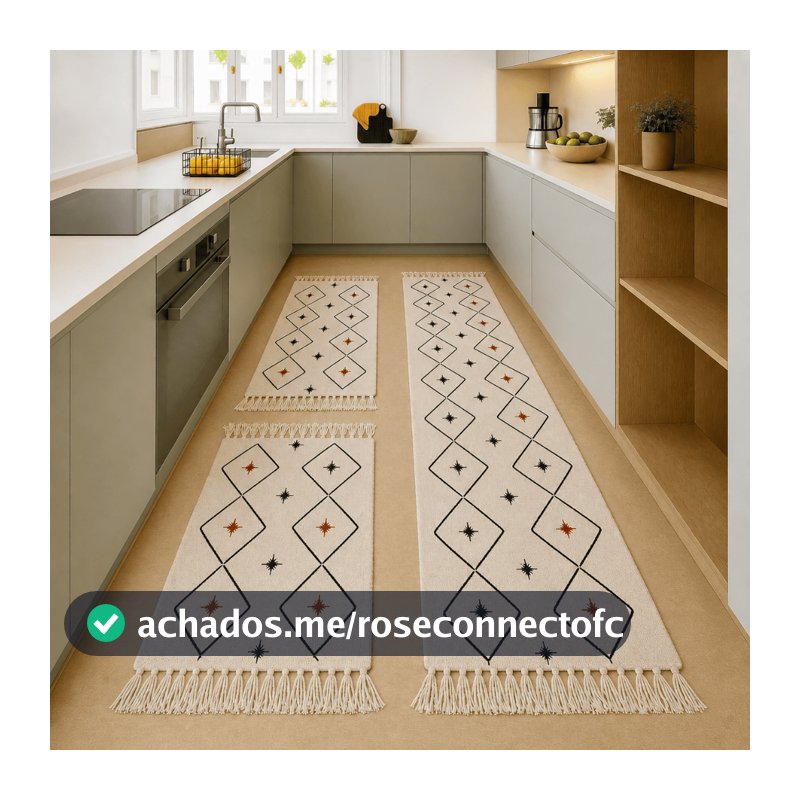 Jogo Passadeira 3 Peças de Tear Tapete de Cozinha Salas Corredores e ao lado da Cama