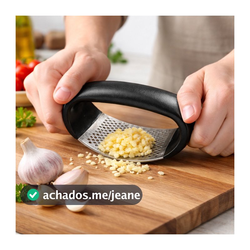 Espremedor de Alho Inox Manual Amassador de Alho Circular Utensílio de Cozinha