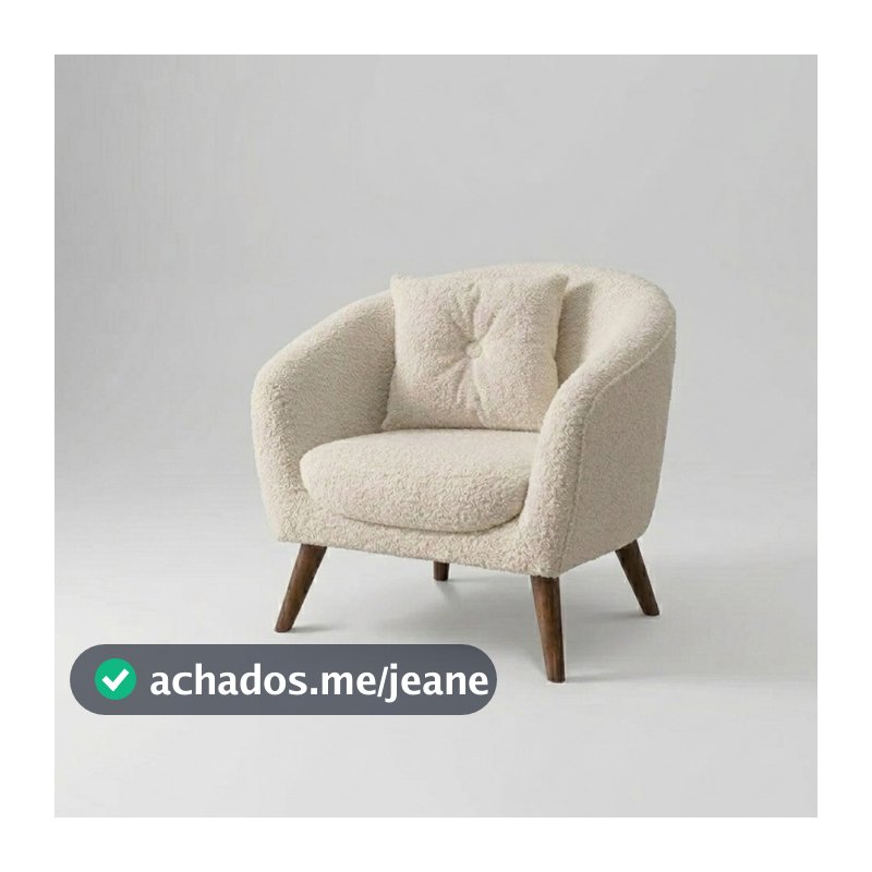 Poltrona Pé Palito Retrô em Tecido Bouclê Poltrona Decorativa Confortável Estética Para Sala Auria
