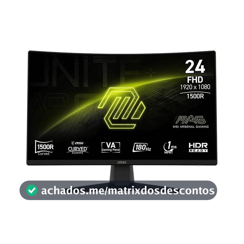 Monitor Gamer MSI MAG 242C, 23.6'', Full HD, 180Hz - 9S6-3BC31T-004