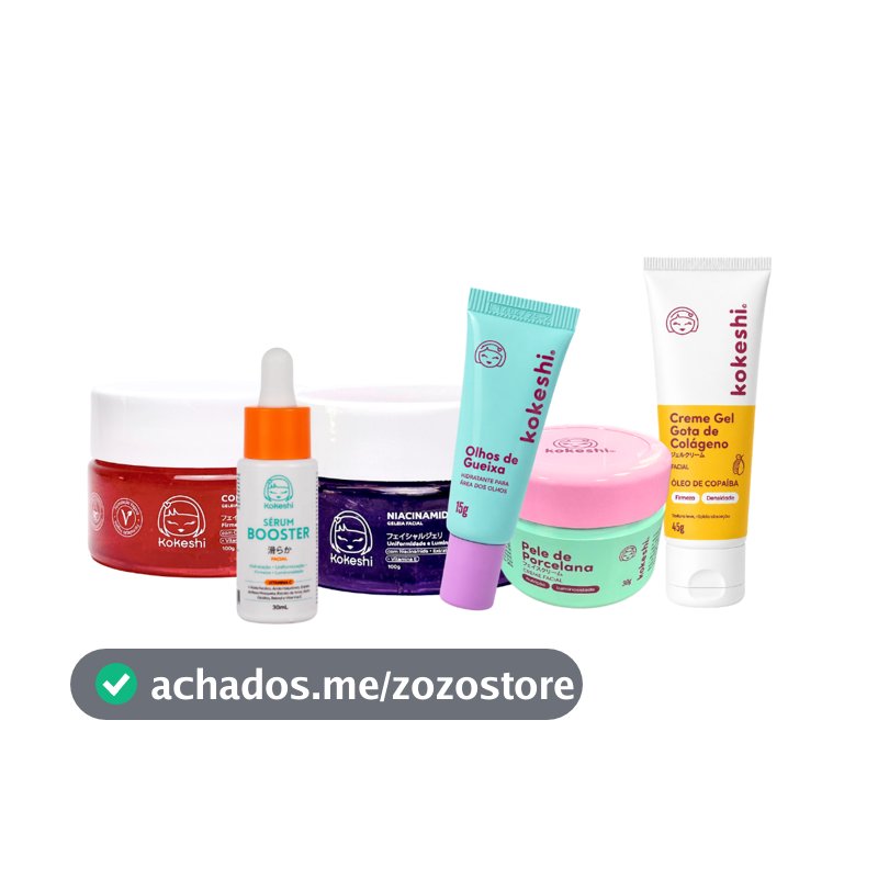 Kit Skincare Kokeshi Cosméticos Completo 6 Itens Hidratação e Tratamento Facial