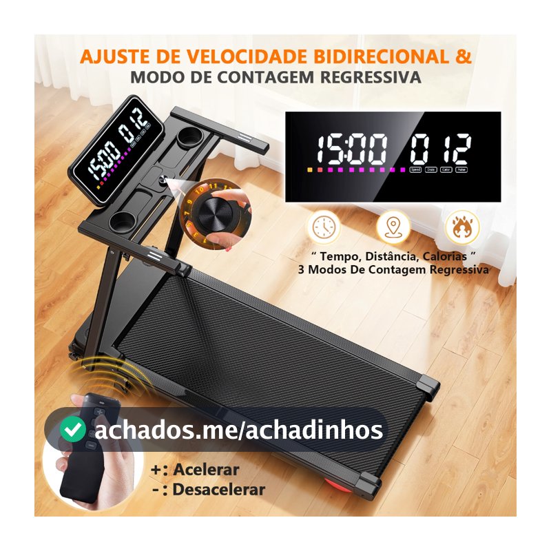 Esteira Dobrável para Casa 2,5HP, Velocidade 0,6-6,2 MPH, Suporta 120kg, Controle Remoto e Monitor LED