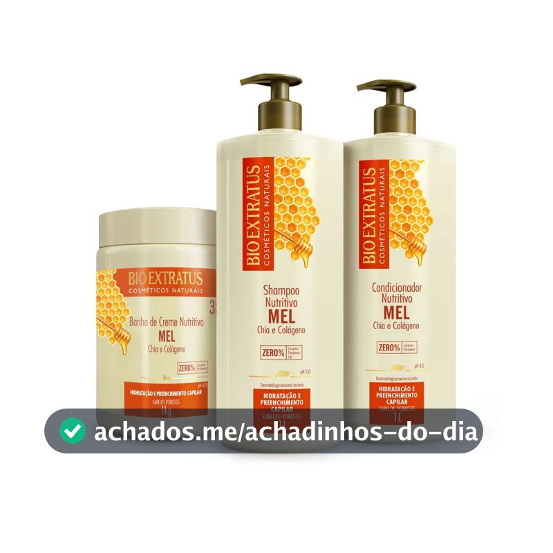 Kit Shampoo + Condicionador + Máscara Bio Extratus Mel