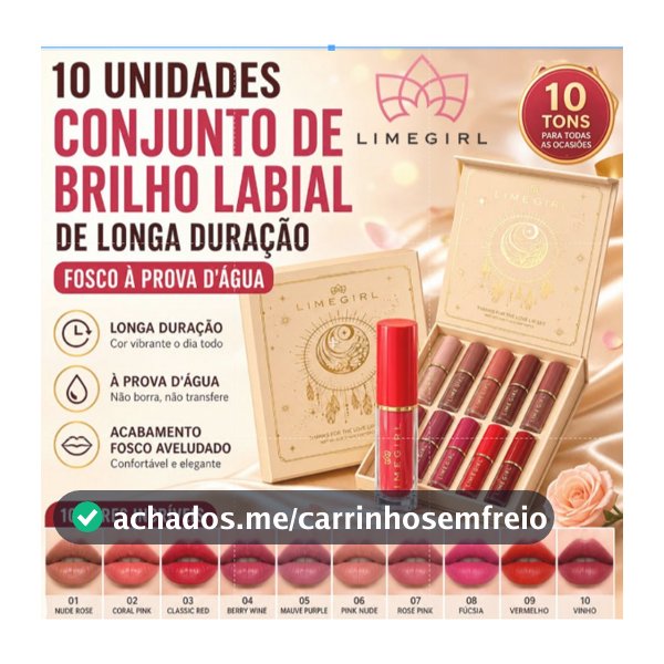 10 Unidades Conjunto De Brilho Labial De Longa Duração g Fosco À Prova D'água Batom Esmalte