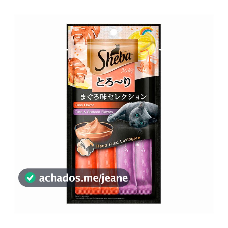 Petisco Sheba Cremoso Para Gatos Sabor Atum e Atum com Camarão 4 Unidades