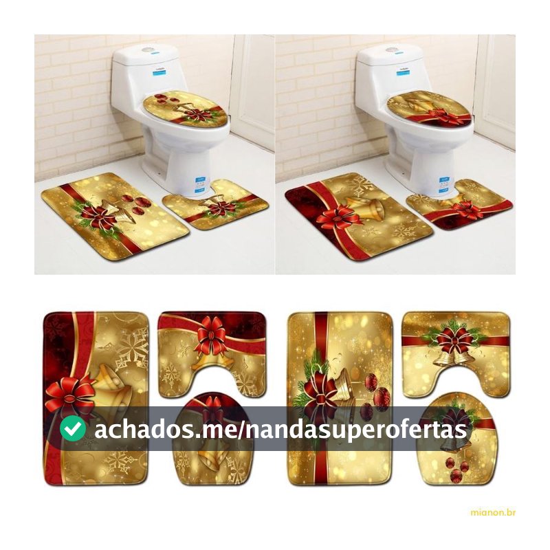Feriado Conjunto Do Banheiro Natal Capa Assento Toalete Esteira E Almofada Pé Acessórios Tapete