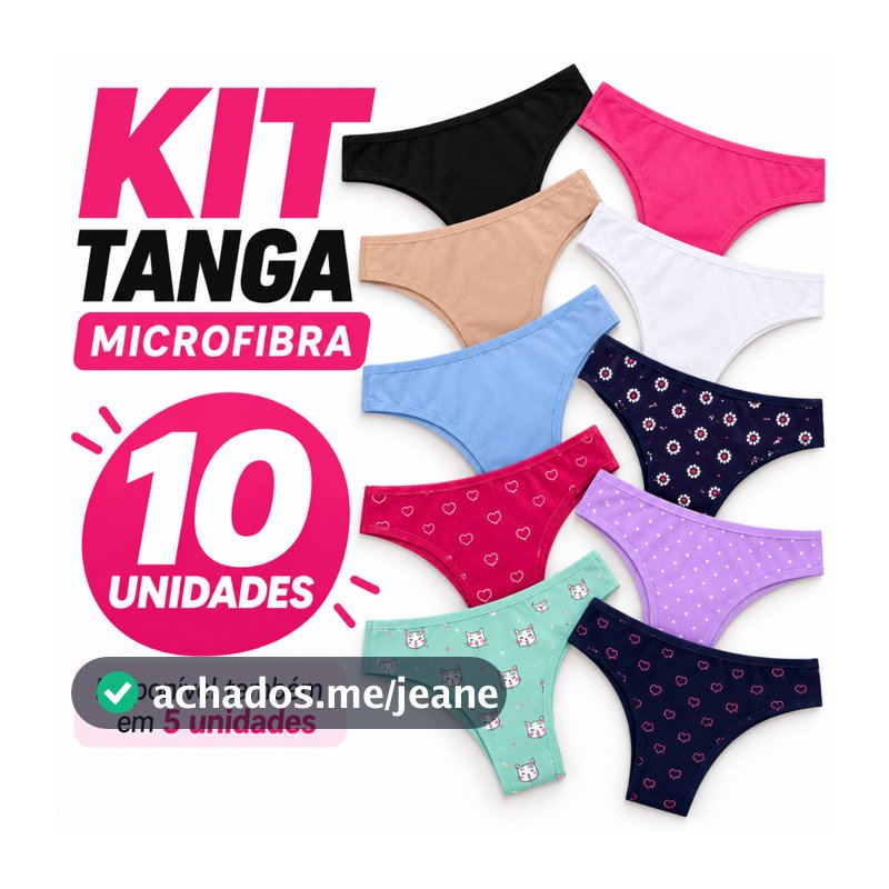 Kit 10 e 05 Unidades de Calcinha Feminina Calsinha Tanga Adulto Suplex Microfibra do P ao G