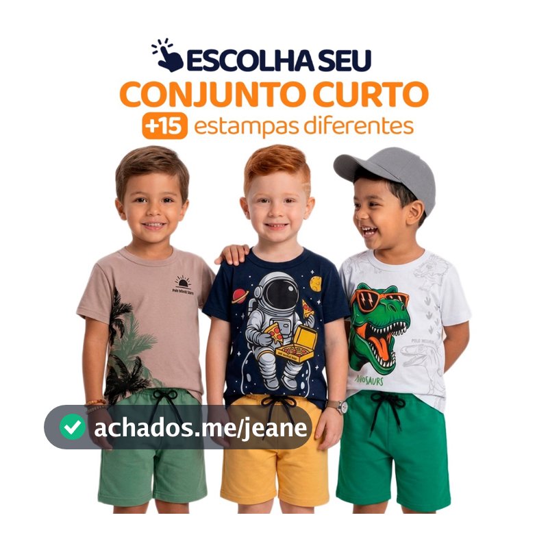 Conjunto Infantil Masculino Menino Verão Manga Curta Tamanho 2 ao 10 L04