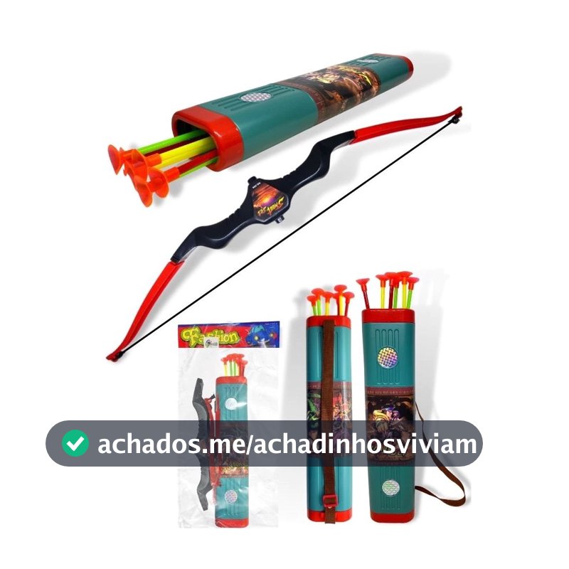 Arco E Flecha Infantil Com Bolsa Aljava Lançador + Dardos