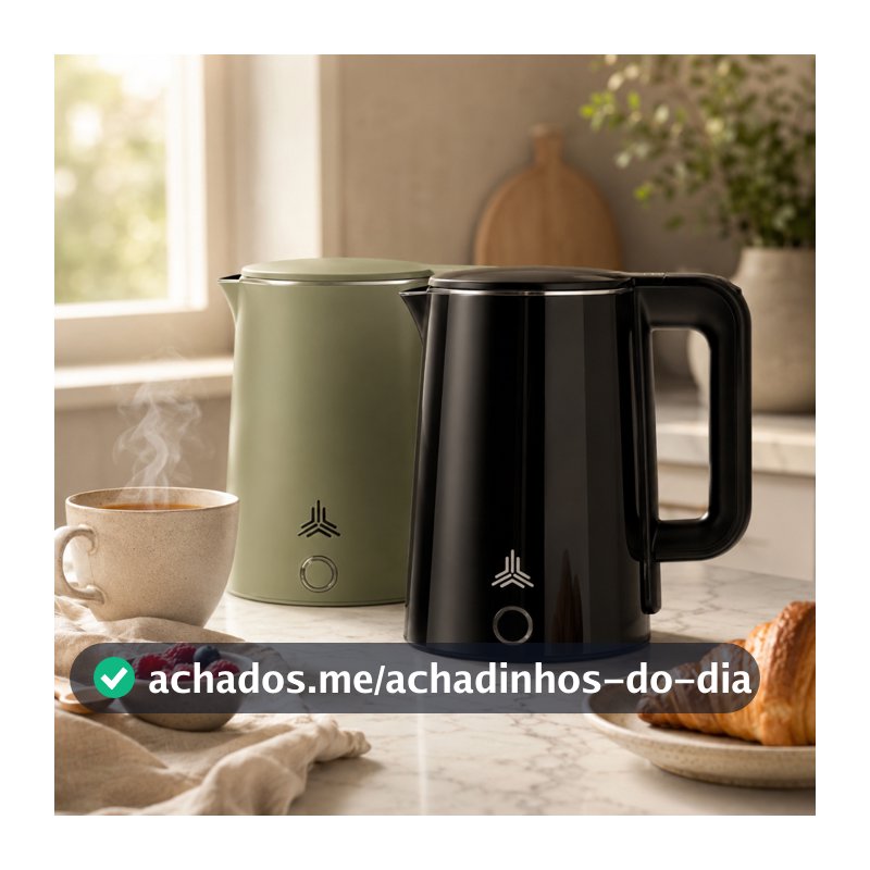 Chaleira Elétrica Inox Portátil 1,8l Jarra Térmica Esquenta Chá Ferve Água Rápido 220v