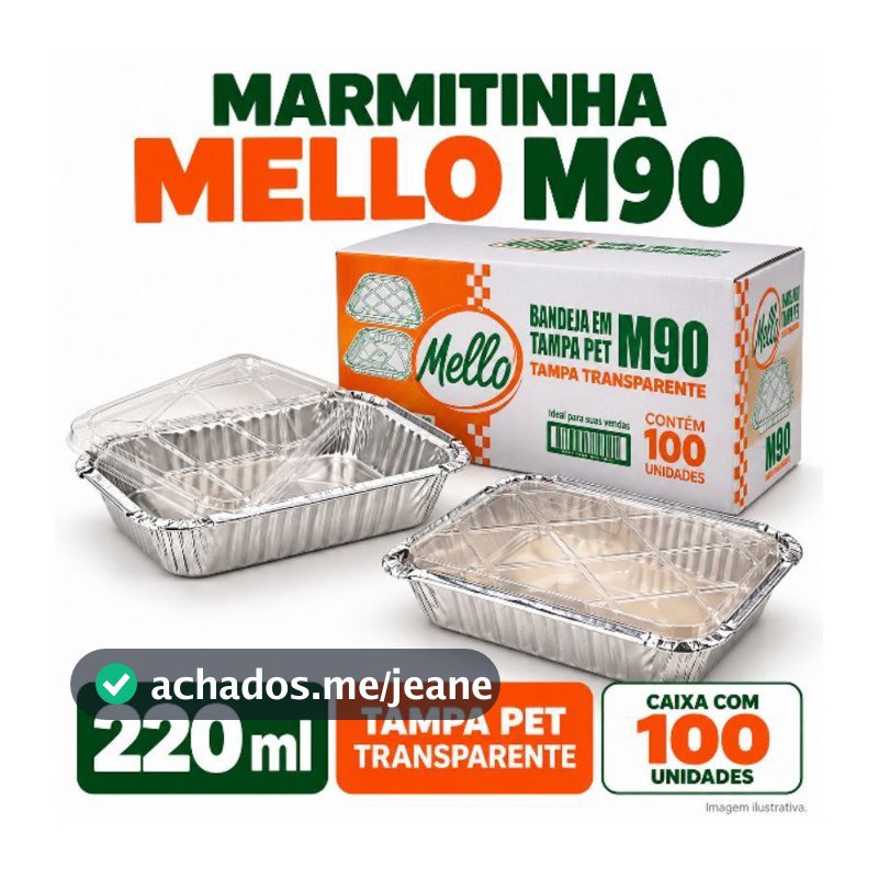 Marmita de Alumínio 220 ml com Tampa PET Transparente — Caixa c/ 100 un. | Opções 200 e 400 un. | Delivery, Sobremesas e