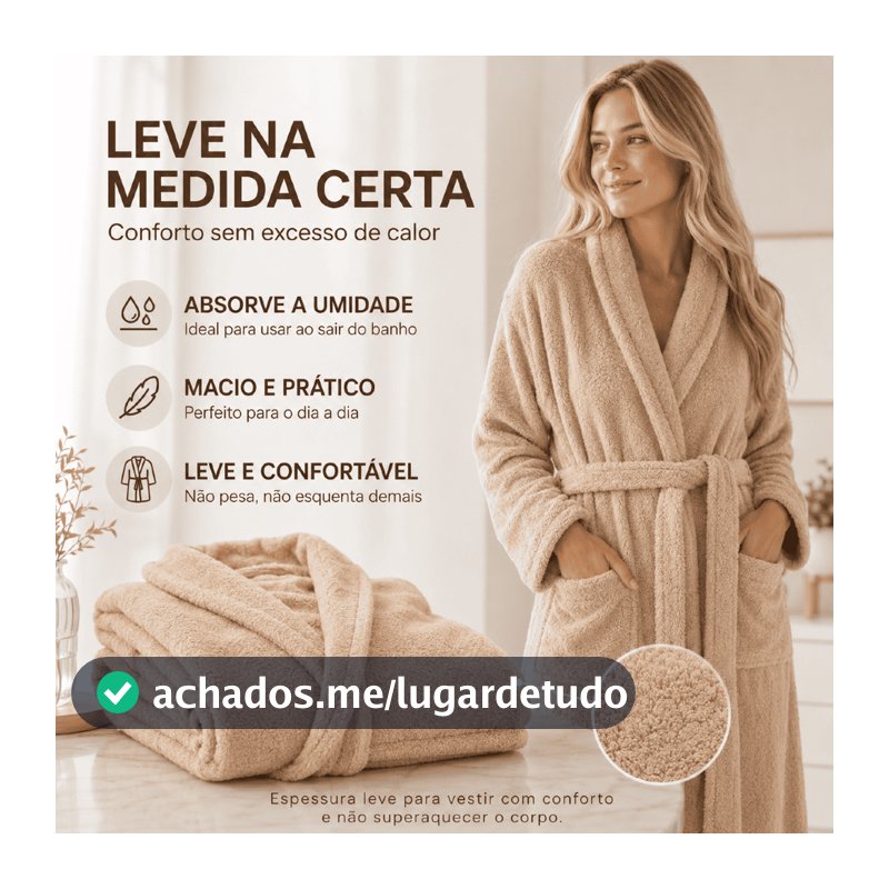 Roupão Aveludado Plush Flannel Fleece Unissex Manga Longa Luxo Com Bolso Quentinho