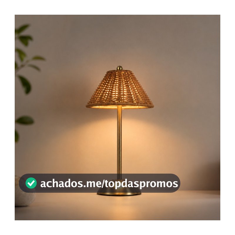 Abajur De Mesa Luminária Rattan Minimalista Usb Zenlart Sem Fio