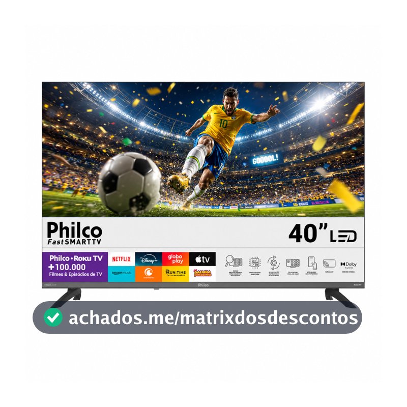 Smart Tv 40'' Philco Roku Tv Hdr10 Dolby Áudio P40cra