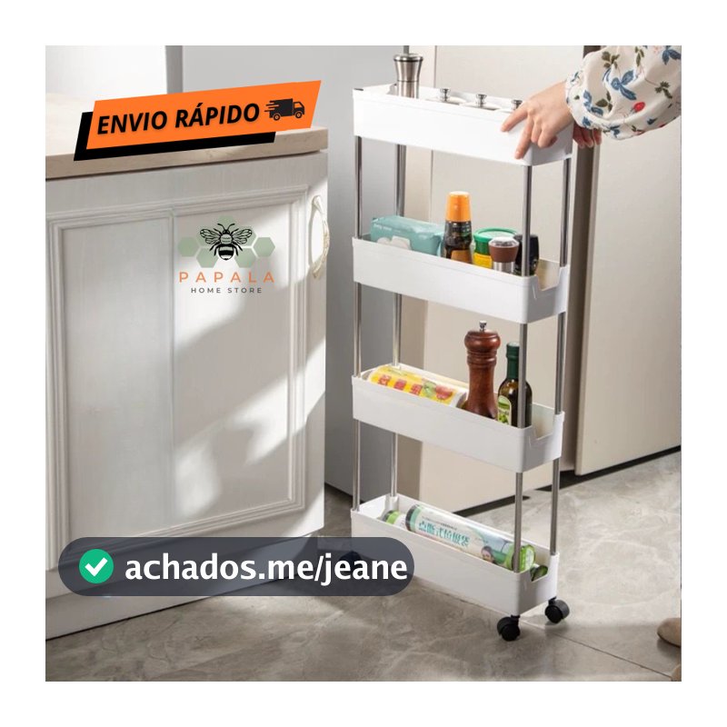 Carrinho Organizador Móvel Facil Montar 4 andares Multiuso - Prateleira Carrinho 4 camadas P, M, G