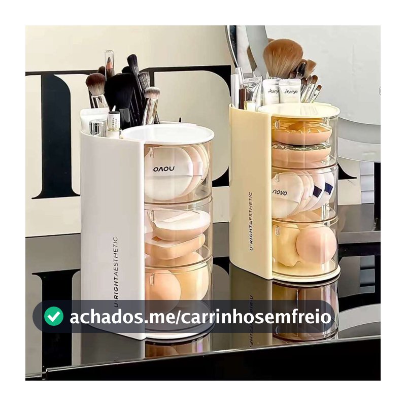 Organizador de Maquiagem 3 Camadas Multiuso com Gavetas Porta Pincéis e Cosméticos Design Moderno