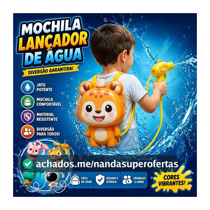 Mochila Langa Agua Infantil com PistolaDivertidaMochila Arminha Lança Água Infantil Brinquedo Pistola D'Água para Crianç