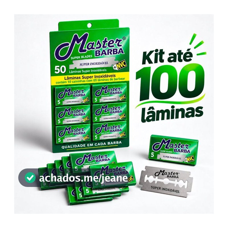Kit Lâminas De Barbear Master Profissional Duplo Fio Aço Inox Super Barbeiros