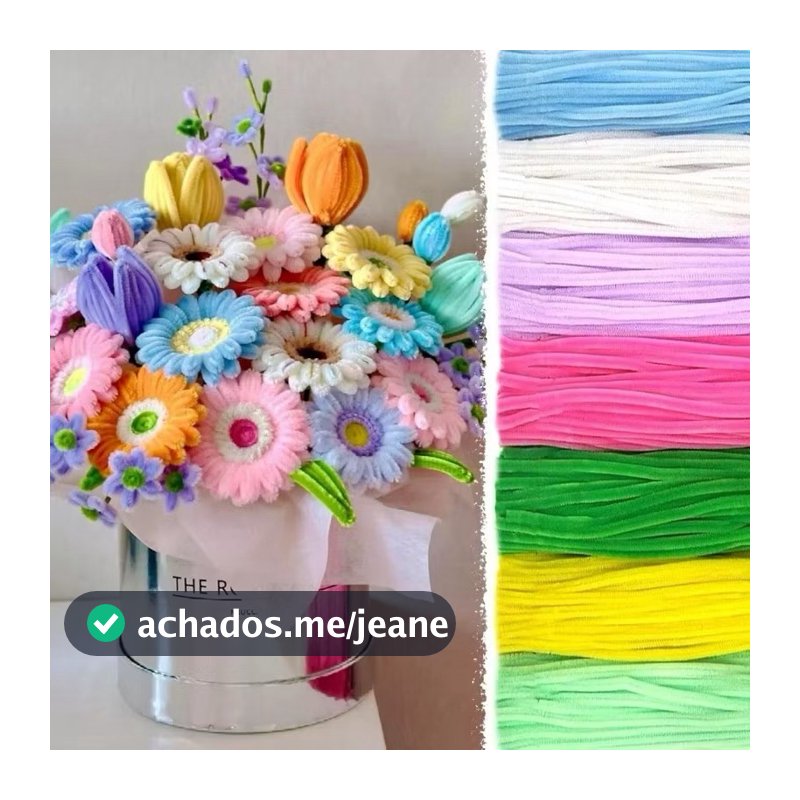 100 Haste de Chenille Limpador de Cachimbo Fios Artesanato 30cm