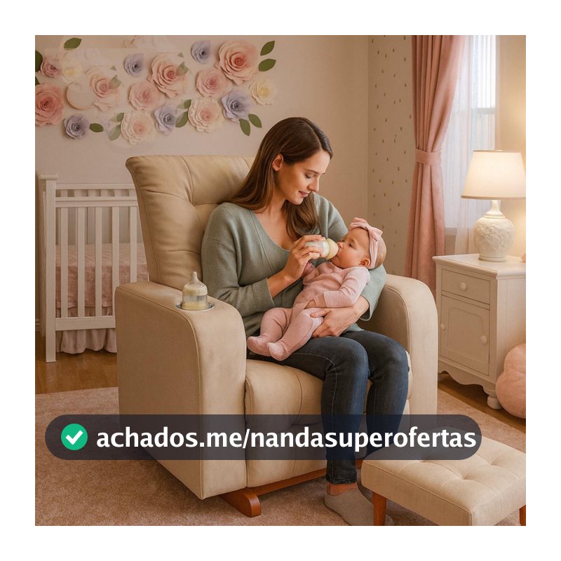 Poltrona De Balanço Base Com Puff Gloria Bege Suede