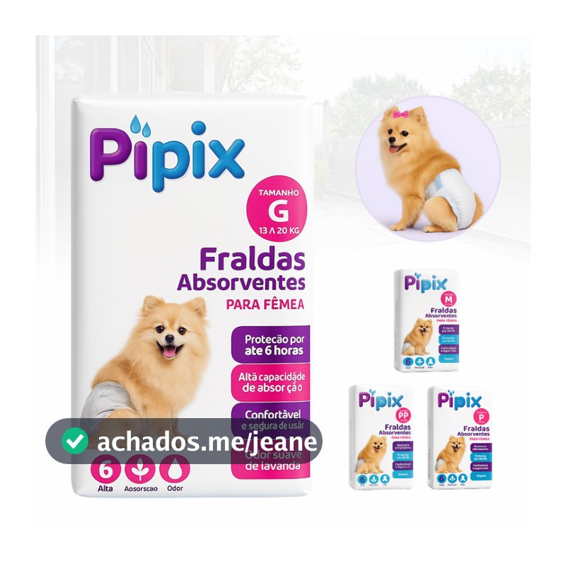 Fralda Higiênica Descartável Para Cães Pet Pipix Fêmea 6 Unidades