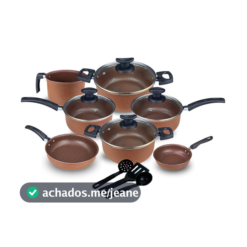 Conjunto Jogo de Panelas Teflon Viena 10 Pçs Antiaderente Tampa de Vidro