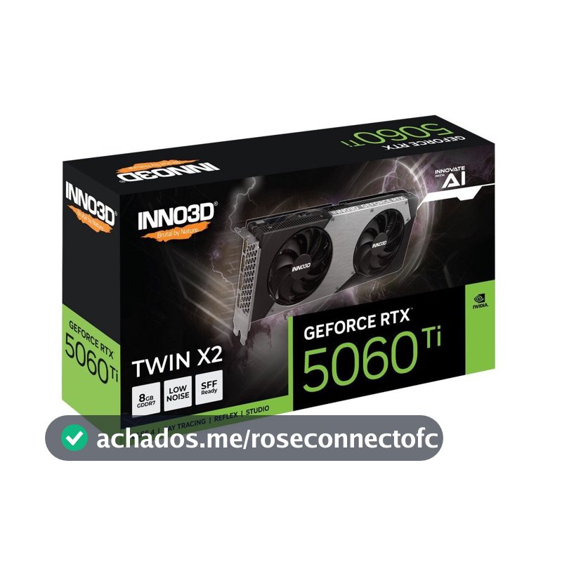 Placa de Video GeForce NVIDIA INNO3D RTX5060TI 8GB TWIN X2  GDDR7 N506T2-08D7-193075N