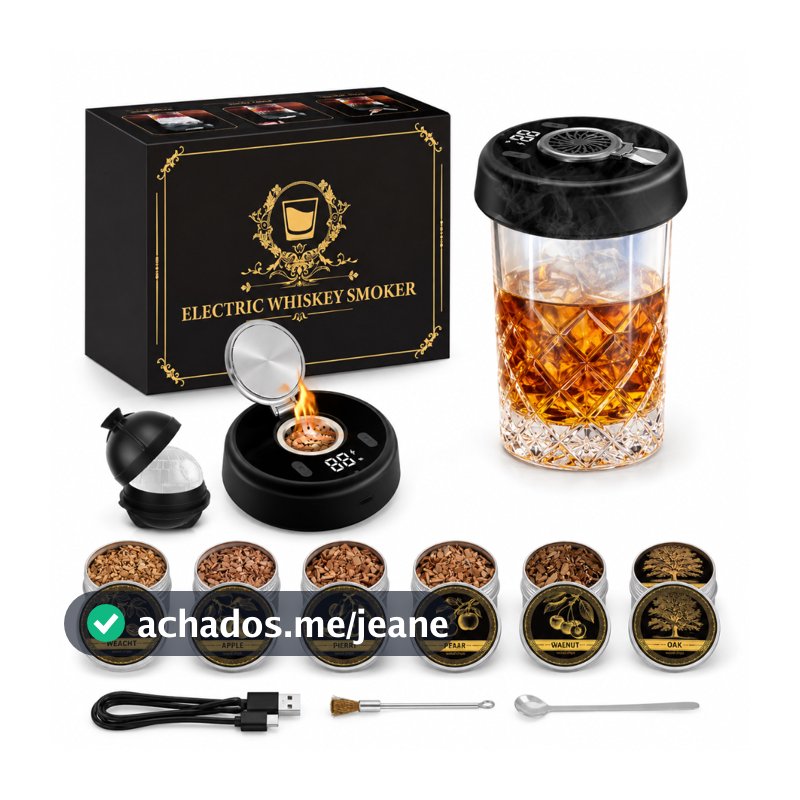 Defumador Elétrico De Bebidas Portátil Recarregável USB Para Whisky Coquetéis Com 6 Aromas De Madeira BL-56